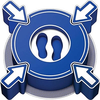 gws307912 - Знак безопасности 3D "Сохраняйте дистанцию. Ожидайте здесь", белый на синем, размер 500 х 500 мм, 1 шт.