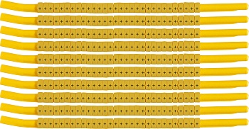 brd333337 - SCNG-18-PLUS клипсы жёлтые, 300шт/упак, для провода 4,6-5,9мм диаметра, легенда + (плюс)