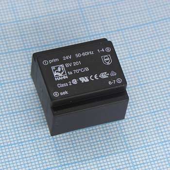 BV 201 0112 - Трансформатор питания 0.35ВА 110В 15В/ 23 мА  термопредохранитель  70/B (EE 20/6)15мм.