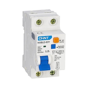 Выключатель автоматический дифференциального тока 1п+N C 16А 30мА электрон. тип AC 4.5кА NXBLE-63Y CHINT 105542