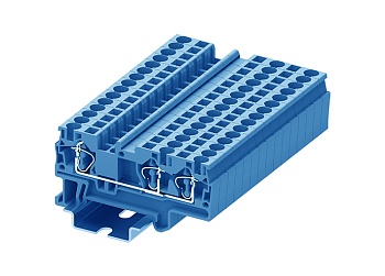 Проходная клемма TC4-3-BU - Проходная клемма, 3 точки подключения, пружинный, номинальное сечение: 4 мм кв., 32A, 800V, ширина: 6,2 мм, цвет: синий, тип монтажа: DIN 35