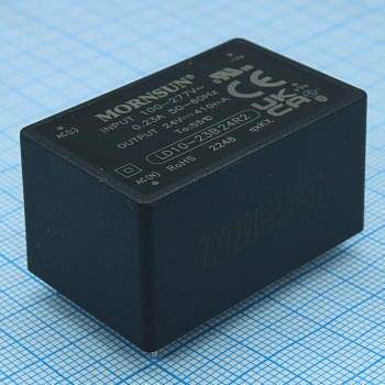 LD10-23B24R2 - AC-DC, 10Вт, вход 85…305В AC 47…63 Гц, 100…430B DC, выход 24В/0.41А, изоляция 4000В AC, КПД 85%, в корпусе на плату 40х25.4х21мм, -40...+85°C