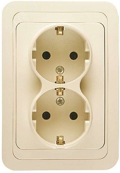 Розетка 2-м СП Mimoza 16А IP20 с заземл. крем./крем. 25082