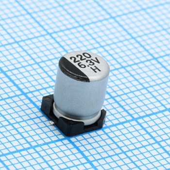 EHV221M0JRC8 - Конденсатор алюминиевый  электролитический 220мкФ 6.3В ±20% (6.3 X 7.7мм) для поверхностного монтажа 105мА 2000час 105°С лента на катушке