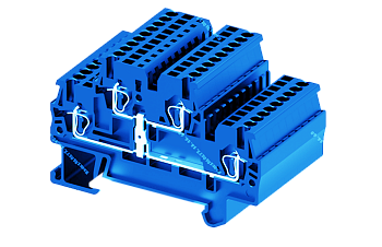 Этажная клемма TCD2.5-2-BU-PV - Этажная клемма, межэтажное соединение, тип фиксации провода: пружинный, номинальное сечение: 2,5 мм кв., 22A, 500V, ширина: 5,2 мм, цвет: синий, тип монтажа: DIN