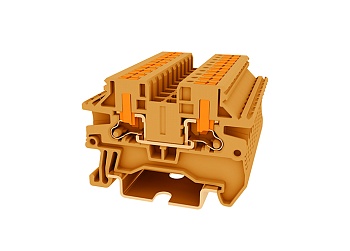 Проходная клемма TPV2.5-2-OG - Проходная клемма, с боковым подключением, тип фиксации провода: push-in, номинальное сечение: 2,5 мм кв., 24A, 1000V, ширина: 5,2 мм, цвет: оранжевый, тип монтажа: DIN 35