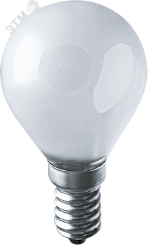 Лампа накаливания декоративная ДШ 40вт Р45 230в Е14 матовая (шар) 17651