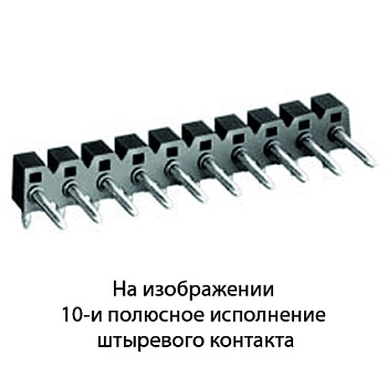 Контакт штыревой Z5.540.3825.0 - Штыревой контакт, вертикальный, на плату, диаметр штыря 1 мм, шаг 3,5 мм, 8 полюсов, фиксация на плате пайкой, 250V, 4А, цвет: черный, серия 8520 S