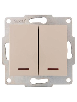 Выключатель 2-кл. 1п СП Karina 10А IP20 с подсветкой механизм крем. 707-0388-112