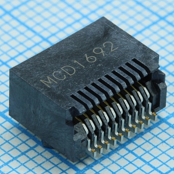 744410010 - Разъем SFP+ RCP 20 контактов шаг 0.8мм угловой SMD 20 терминалов 1 порт лента на катушке