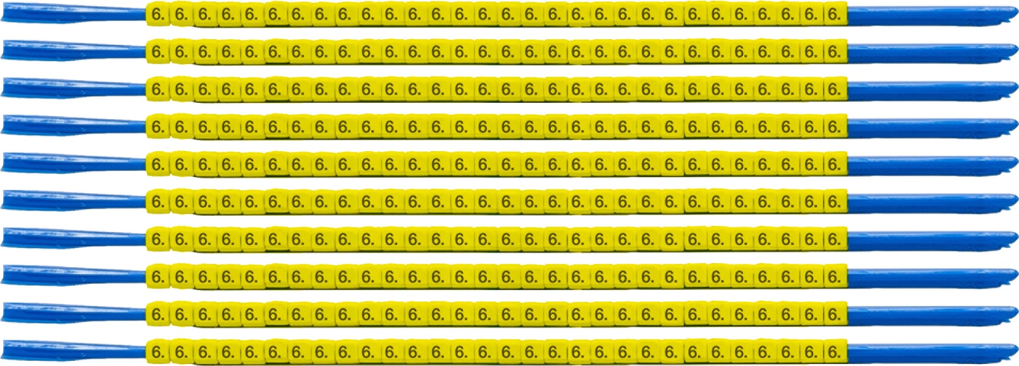 brd333006 - SCNG-07-6 клипсы жёлтые, 300шт/упак, для провода 1,9-2,4мм диаметра, легенда 6