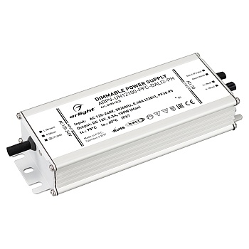 Блок питания ARPV-UH12100-PFC-DALI2-PH (12V, 8.3A, 100W) 029513(2) - Диммируемый источник напряжения по протоколу DALI2.0 с гальванической развязкой для светодиодных изделий. Входное напряжение 120-240 VAC. Выходные параметры: 12 В, 8.3 А, 100 Вт. Встроен