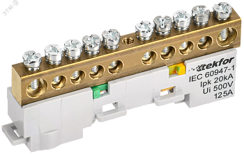 TEKFOR Шина PE земля неизолированная на универсальном держателе 8х12-10-Ж IEK TF-NN20-10-DL-K05