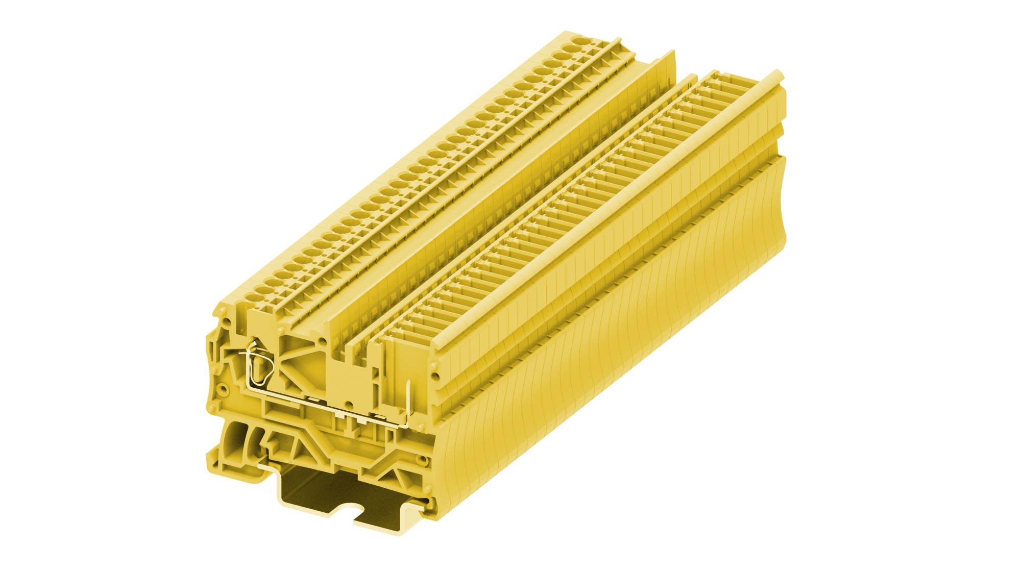 Проходная клемма 2150-1205 - Проходная клемма для подключения разъема, TA1.5, тип фиксации провода: пружинный, номинальное сечение: 1,5 мм кв., 13,5A, 500V, ширина: 3,5 мм, цвет: желтый, тип монтажа: DIN 35