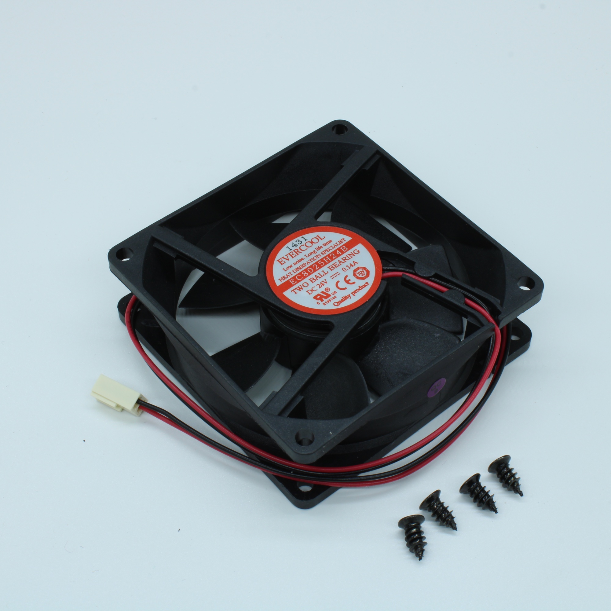 EC8025H24B - Вентилятор 24В, 80х80х25мм, 61.65 м3/час, 33dB, подшипник качения, 3000 об/мин