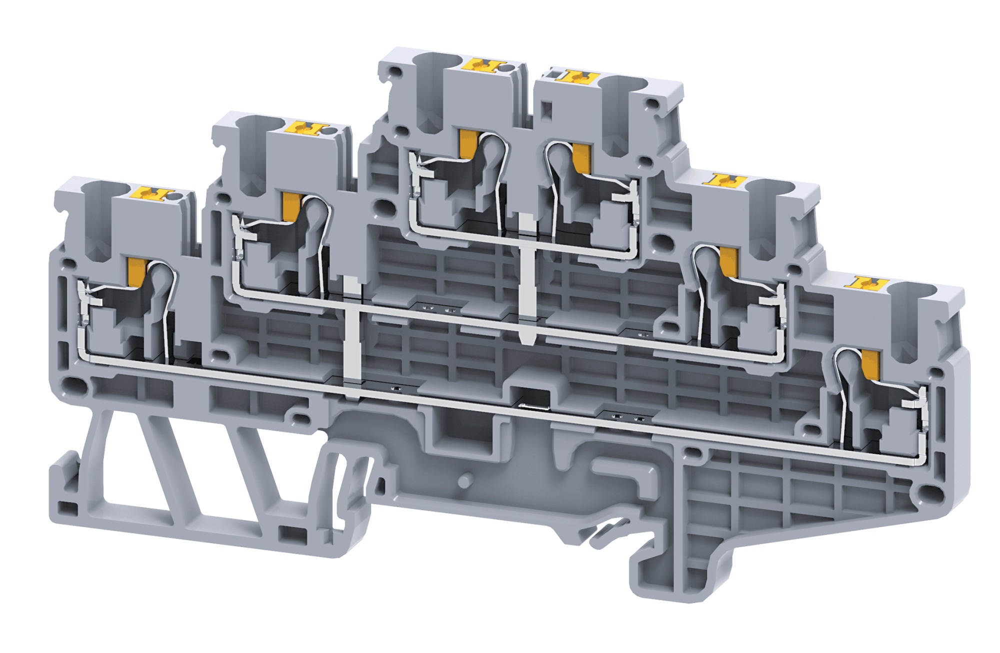 3-х этажная клемма CPTL2.5(I.S) - 3-х этажная клемма, межэтажное соединение, тип фиксации провода: push-in, номинальное сечение: 2,5 мм кв., 20A, 500V, ширина: 5 мм, цвет: синий, тип монтажа: DIN 35