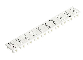 Шильдик 9705A/5/10 B  241-250 - Маркировка для клемм сечением 2,5 мм.кв., шириной 5 мм, 10 шильдиков, белая, нанесенные знаки: 241 – 250