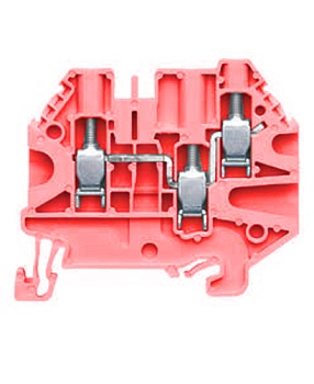 Клемма WT 4 D1/2 RED - Клемма проходная, 3 точки подключения, тип фиксации провода: винтовой, номинальное сечение: 4 мм кв., 32A, 500V, ширина: 6 мм, цвет: красный, тип монтажа: DIN 35