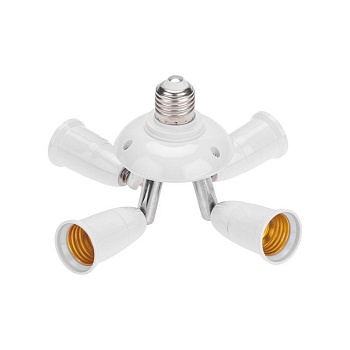 Разветвитель цокольный Е27-4хЕ27 (поворотный цоколь) белый 11-8864