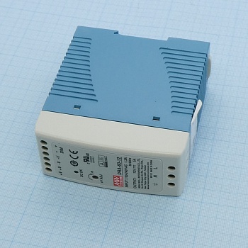 DRA-60-12 - Преобразователь AC-DC на DIN-рейку  60Вт, выход 12В/5A, рег. вых 12…15В, димминг 3 в 1, вход 90…264V AC, 47…63Гц /127…370В DC, изоляция 3000В AC,  40х90х100мм, -30…+70°С