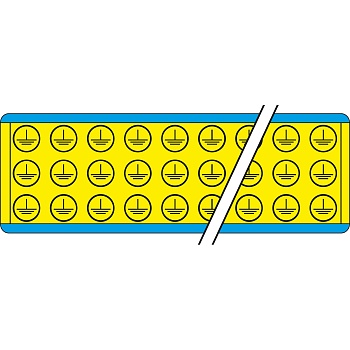 gws244824 - Обозначение фаз напряжения на картах, знак заземления, желтые, 13*13 мм,  54 наклейки на карте, 25 карт в упаковке, B-500 (виниловая ткань)