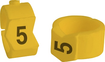 brd333505 - SCNG-36-5 клипсы жёлтые, 50шт/упак, для провода 8,6-11,1мм диаметра, легенда 5