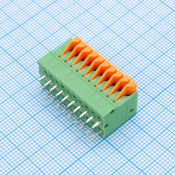 GT141V-2.54-10P-14-00 - Нажимной безвинтовой клеммный блок 10 контактов. Зажим типа торцевой контакт. Серия GT141V-2.54