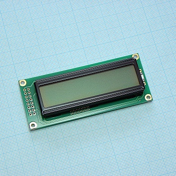 WH1602C-YGH-CT# - ЖКИ знакосинтезирующий 16 x 2, STN Серый Позитивный/прозрачно-отражающий светодиодная подсветка желто-зеленая размеры 85x36 мм, видимая область 66x16 мм, -20...70°C