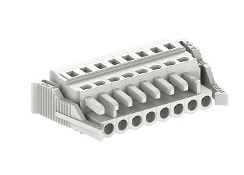 Розеточный разъем на кабель 450619/050 - Розеточный разъем, прямой, на кабель, шаг: 5.0 мм, 19 полюсов, фиксация провода пружинная, исполнение: с пластиковыми защелками, 320V, 12A, цвет: серый