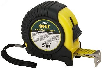Рулетка Профи, прорезиненный корпус ""Стайл"" 5 м x 25 мм 17306