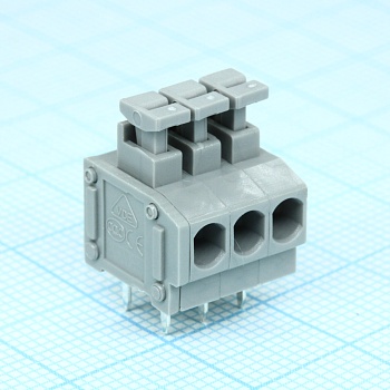 DG235-3.81-03P-11-00A(H) - Нажимной безвинтовой клеммный блок 3 контакта. Зажим типа торцевой контакт. Серия DG235-3.81