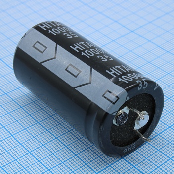 EHP103M35BA - Конденсатор алюминиевый электролитический 10000мкФ 35В ±20% (25 X 45мм) защелкиваемые выводы 10мм 3960мА 2000час 105°С россыпь