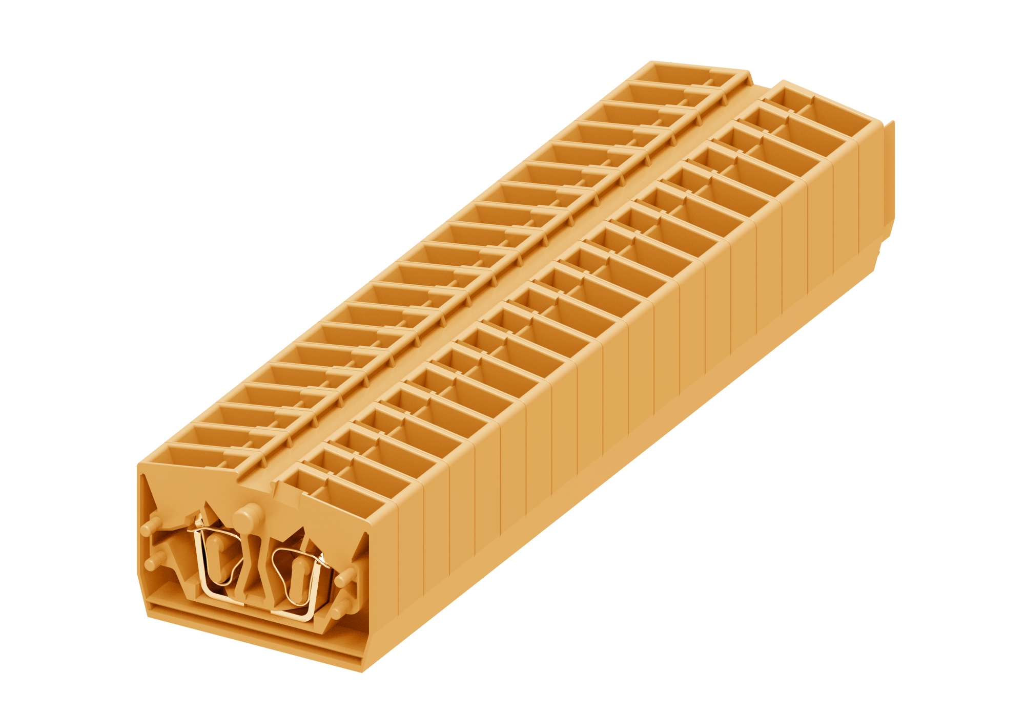 Клемма мини 254322 - Мини клемма, верхний подвод кабеля, 2 точки подключения в клемме, тип фиксации провода: пружинный, номинальное сечение: 2,5 мм кв., 24A, 800V, цвет: оранжевый, тип монтажа: без фиксации