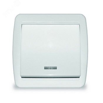 Клио Выключатель одноклавишный с подсветкой IP44 бел. К2225