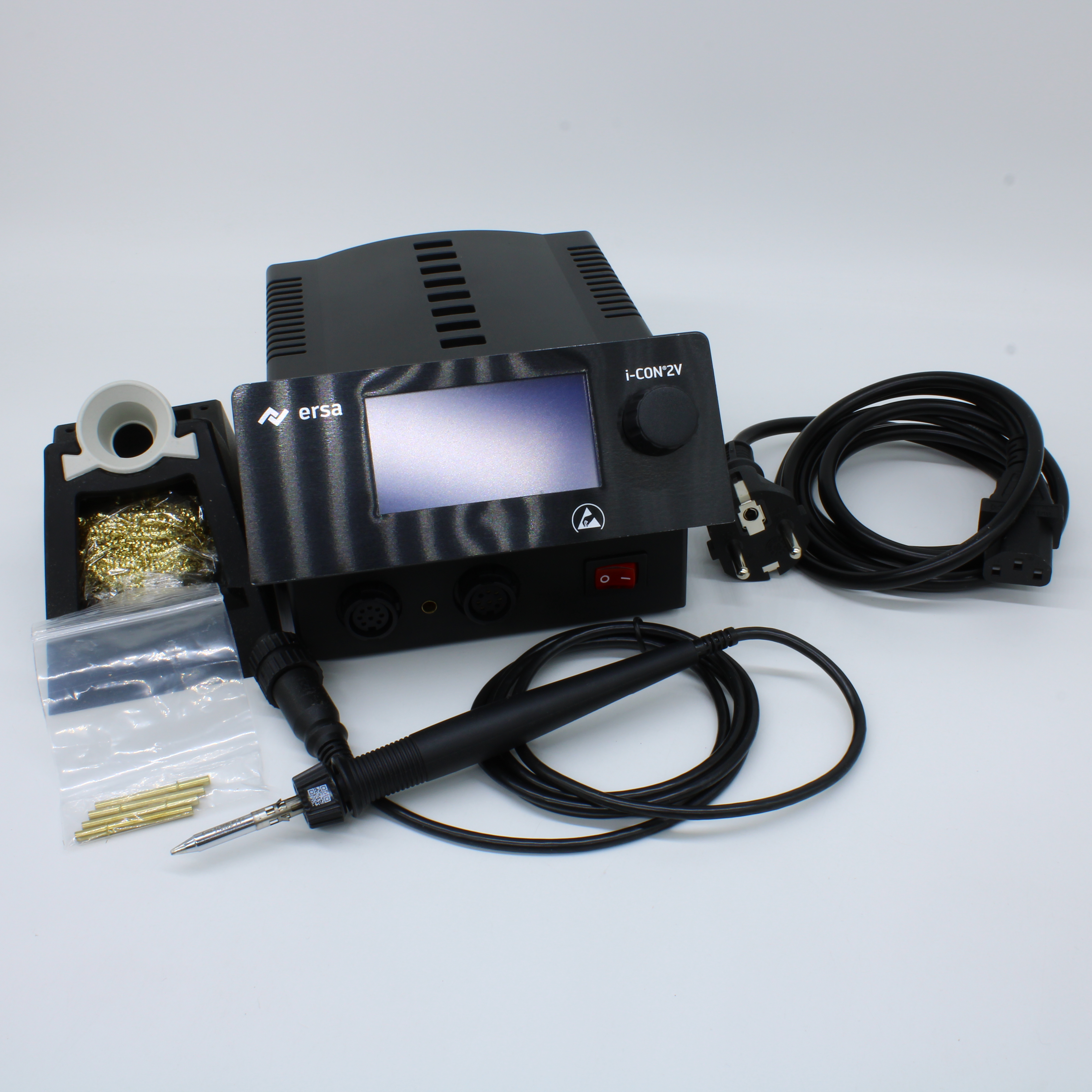 0IC2205V - Двухканальная антистатическая микропроцессорная паяльная станция i-CON 2V MK2 с паяльником i-TOOL MK2, 150Вт, с регулировкой температуры 150°С-450°С, паяльник i-TOOL MK2 (0105CDJ) с наконечником 0142CDLF16, возможность подключения восьми различ