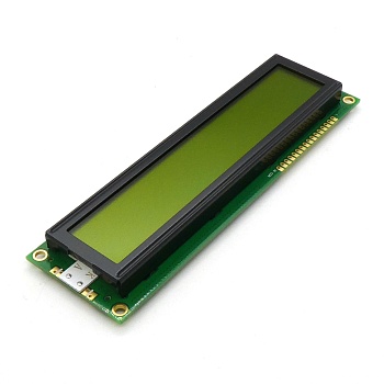 WH2002M-YYH-CT# - ЖКИ знакосинтезирующий 20 x 2, STN Желто-зеленый Позитивный/прозрачно-отражающий светодиодная подсветка желто-зеленая размеры 146x43 мм, видимая область 123x23 мм, -20...70°C, контактные площадки сверху 16 выводов