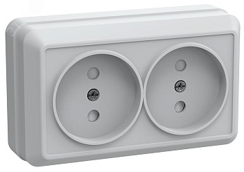 Розетка 2-м ОП Октава РСш22-2-ОБ 10А IP20 без заземл. защ. шторки бел. ERO23-K01-10-DC
