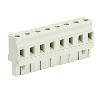 Розетка Wiecon 8413 B / 8 VR - Розеточный разъем, прямой, на кабель, шаг 7,62 мм, 8 полюсов, номинальное сечение: 2,5 мм кв., винтовая фиксация провода, 690V, 12А, с маркировкой, цвет: серый, серия 8413 B VR