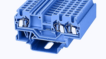 Проходная клемма WS2.5-TW-01P-12 - Проходная клемма, 3 точки подключения, тип фиксации провода: тип фиксации провода: пружинный, номинальное сечение: 2,5 мм кв., 24А, 800V, ширина: 5 мм, цвет: синий, тип монтажа: DIN35