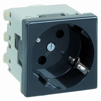 Розетка с заземлением K01-14 - K0114 Розетка с заземлением 2P+E, модуль К45, винтовой зажим,16А, 250В, графит