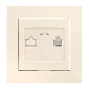 Валенсия розетка телефонная RJ-11 1-местная кремовая EKF PROxima