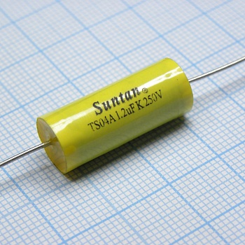 TS04A02E125KSB000R - Конденсатор металлоплёночный полиэтилентерефталатный 1.2мкФ 250В ±10% аксиальные выводы 105°C россыпь