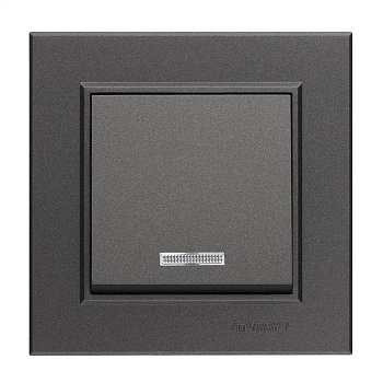 Выключатель 1-кл. СП Karea 10А IP20 дым. металлик с подсветкой 56050021