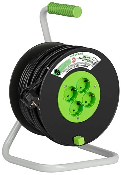Удлинитель на пластик. катушке 4х40м с заземл. KAT-3x1.5-40m Greenline ПВС 3х1.5 Эра Б0065132