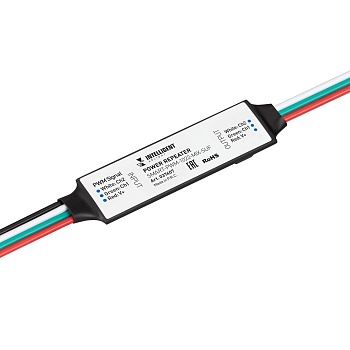 INTELLIGENT ARLIGHT Усилитель SMART-PWM-1022-MIX-SUF (12-24V, 2x2.5A) 037407 - Двухканальный усилитель для контроллеров SMART-MIX (12-24VDC). Питание 12-24VDC. 2 канала, ток нагрузки 2x2.5A, мощность нагрузки 60-120W. Размер 54x15x3 мм.