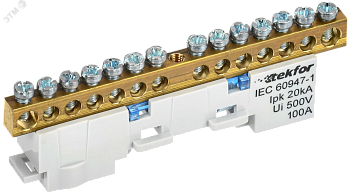 TEKFOR Шина N ноль неизолированная на универсальном держателе 6х9-14-С IEK TF-NN10-14-DL-K07