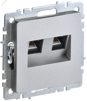 BRITE Розетка двойная RJ11+RJ45 кат.5E РК/Т12-БрА алюминий BR-KT20-O-1-K47