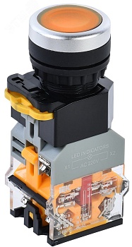 Кнопка D8-11D d=22мм 1з+1р с подсветкой желтая BBT30-11D-3-12-K05