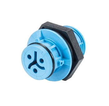 Разъем RST08i3 S 11 M02H BL - Розеточный разъем в панель М14, IP68(69k), 3 полюса, с продольным уплотнением, цвет: синий, номинальные характеристики: 250V/400V 8A, серия gesis RST MICRO