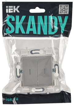SKANDY Выключатель 2-клавишный проходной с индикацией 10А SK-V10S серебряный IEK SK-V22-1-10-K23